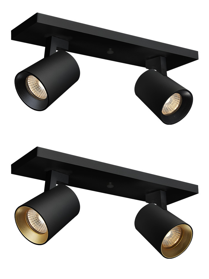 EPIC 50 opbouwspot 2-lichts zwart - Opbouwspots