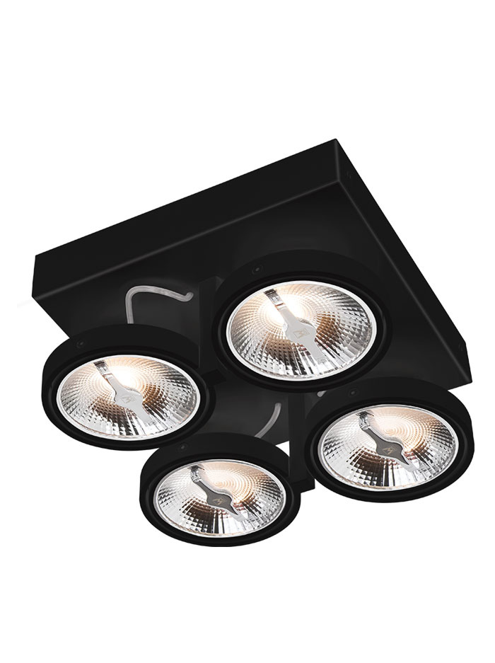 CHIQUE 111 opbouwarmatuur 4-L DALI dimbaar zwart - Opbouwspots