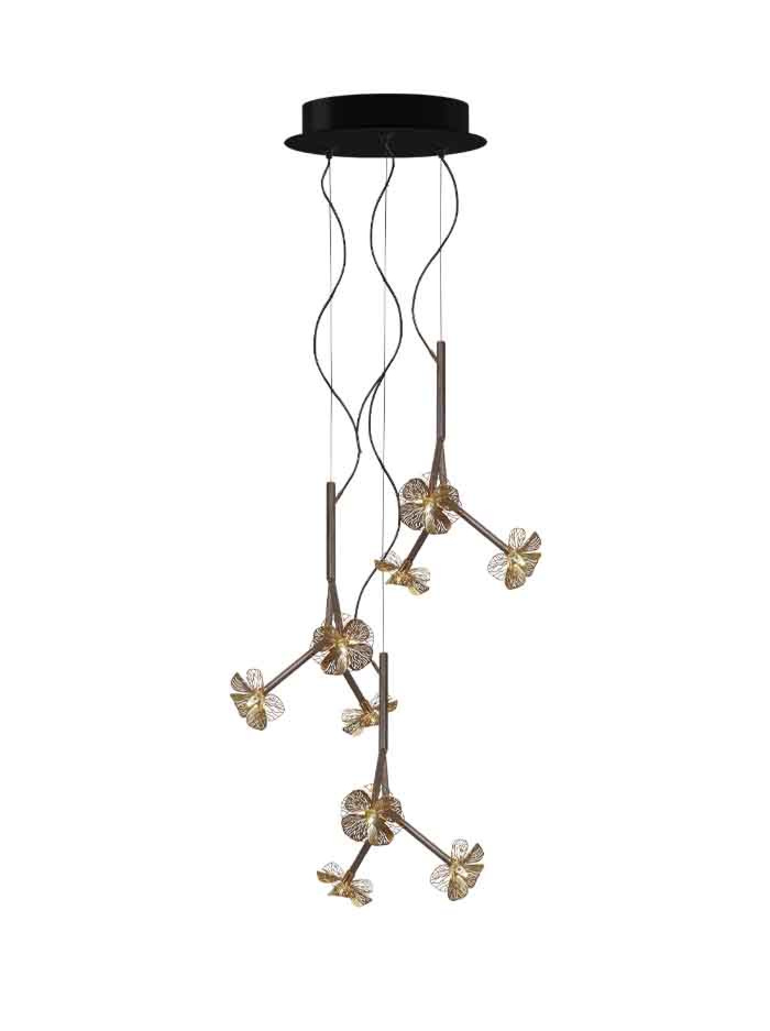 Hortense hanglamp rond 9-lichts brons ontworpen door Annet van Egmond