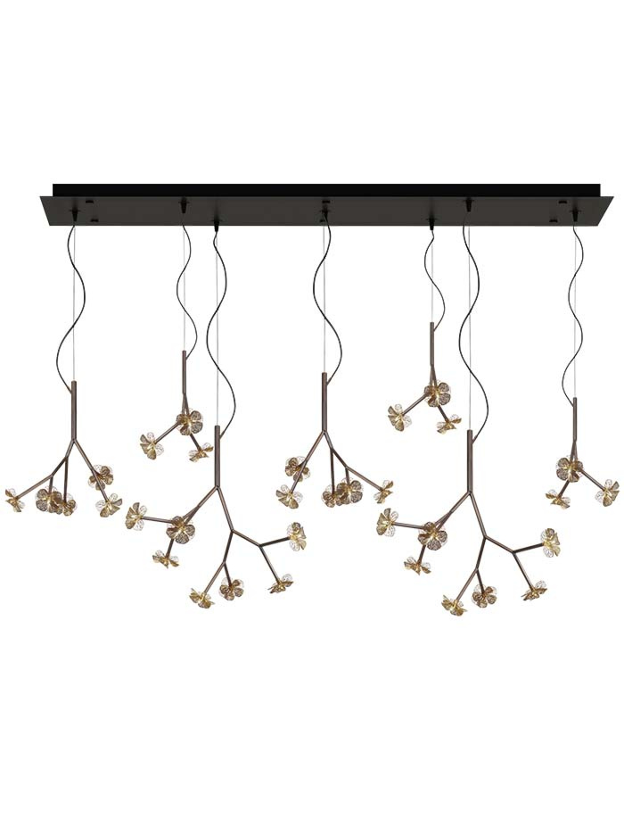 Hortense hanglamp rechthoek 33-lichts brons ontworpen door Annet van Egmond