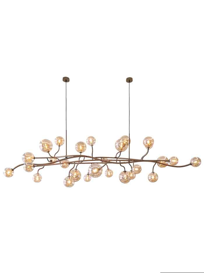 Vernazza kroonluchter G9  27-lichts brons met amber glas