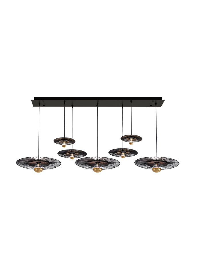 CAPPELLO hanglamp 7-lichts zwart met zwarte kap - Plafondlampen