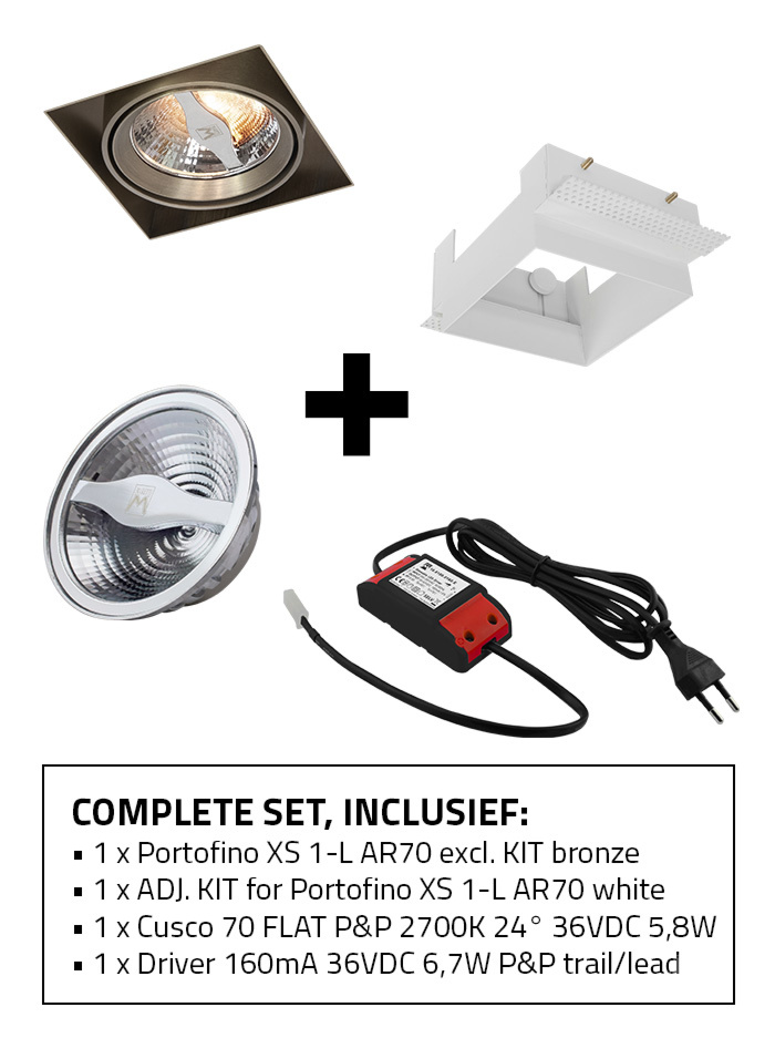 Portofino 70 XS built-in spotlight 1-l set 2700K bronze including kit, light source and driver