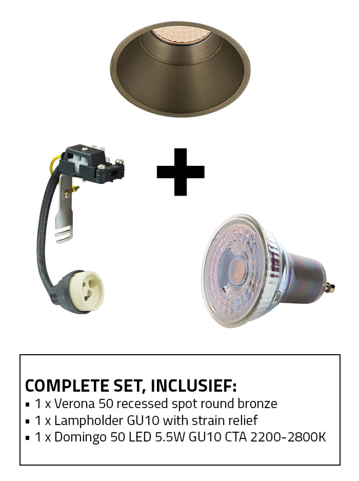 Verona 50 inbouwspot set CTA brons incl. lamphouder GU10 en GU10 lichtbron
