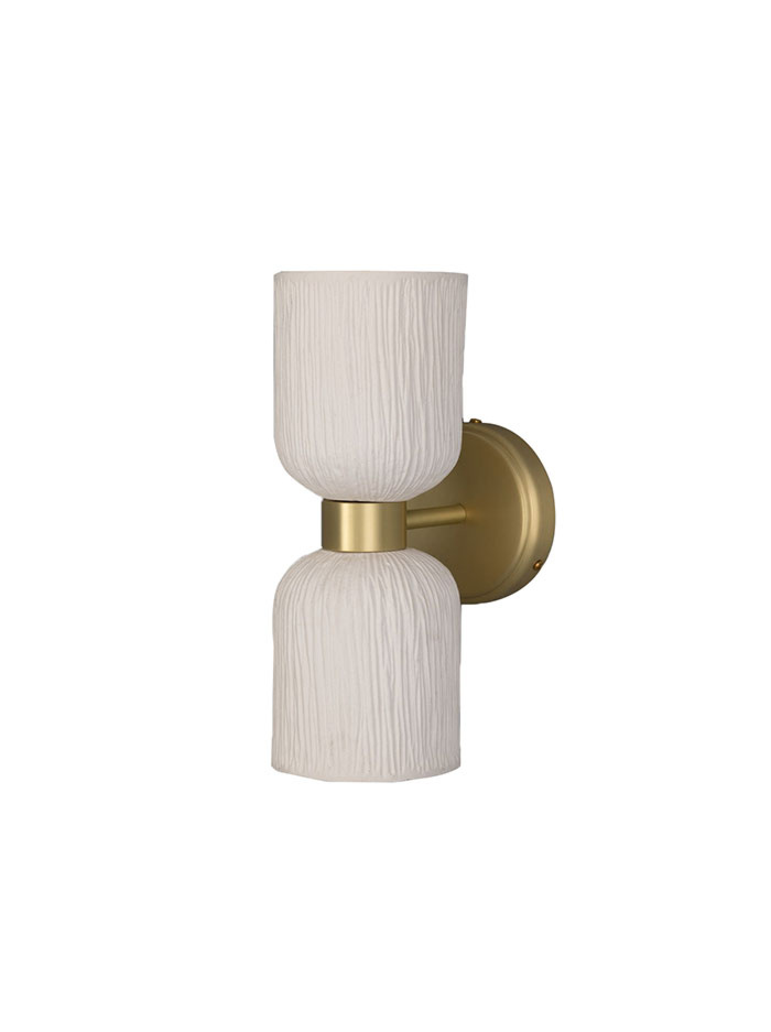 Sakura wandlamp 2xE27 mat messing/keramiek