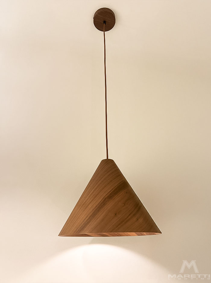 Aldo M hanglamp E27 donker walnoot hout d:33cm