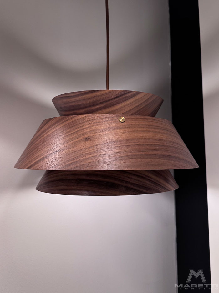 Void wood hanglamp E27 walnoot hout d:33cm