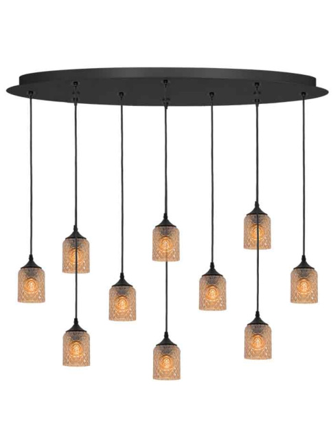 Johnnie hanglamp ovaal 10-lichts amber