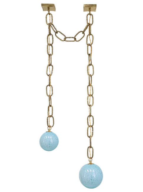 Gems necklace hanging lamp 2-light G9 medium turquoise designed by RA studio
