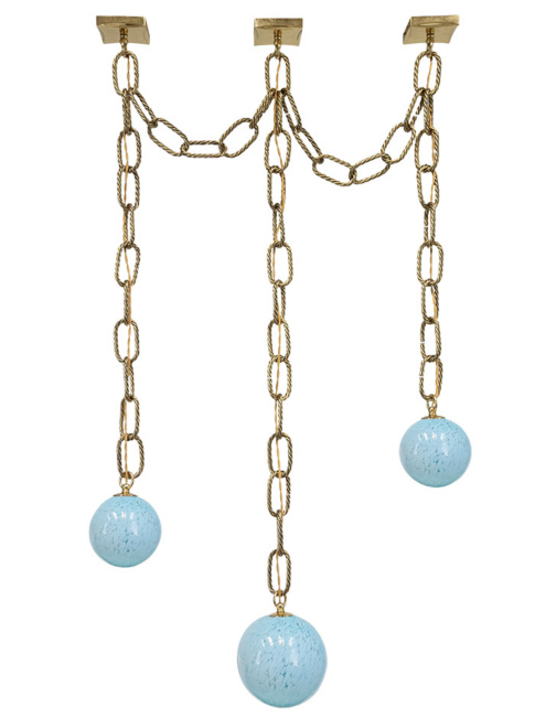 Gems necklace hanging lamp 3-light G9 medium turquoise designed by RA studio