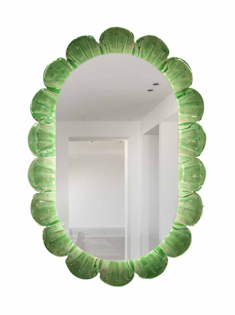 Mirror glass shell green 25W ip44 mirror designed by RA studio