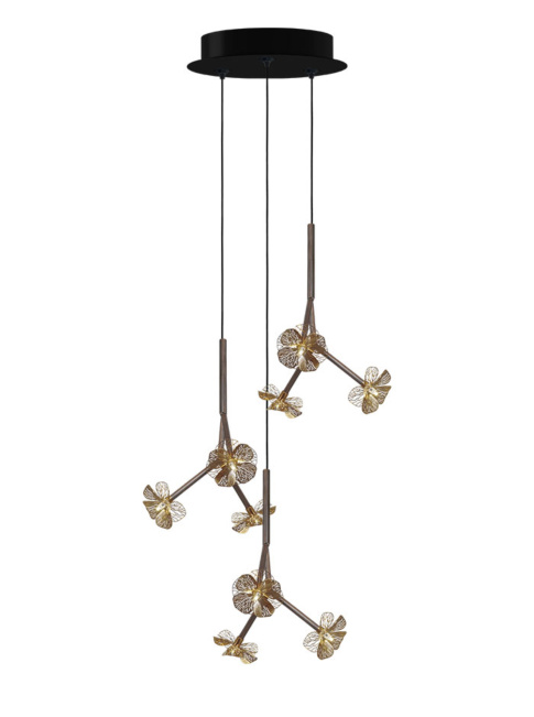 Hortense hanging lamp round 9-light bronze designed by Annet van Egmond