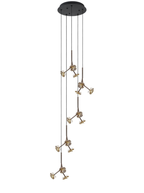 Hortense hanging lamp round 15-light bronze designed by Annet van Egmond