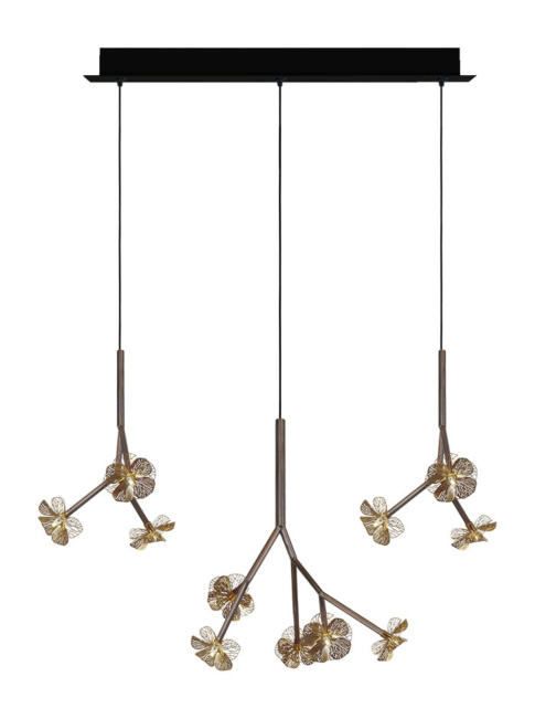 Hortense rectangular hanging lamp 11-light bronze designed by Annet van Egmond