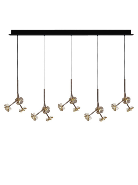 Hortense hanging lamp rectangle 15-light bronze designed by Annet van Egmond