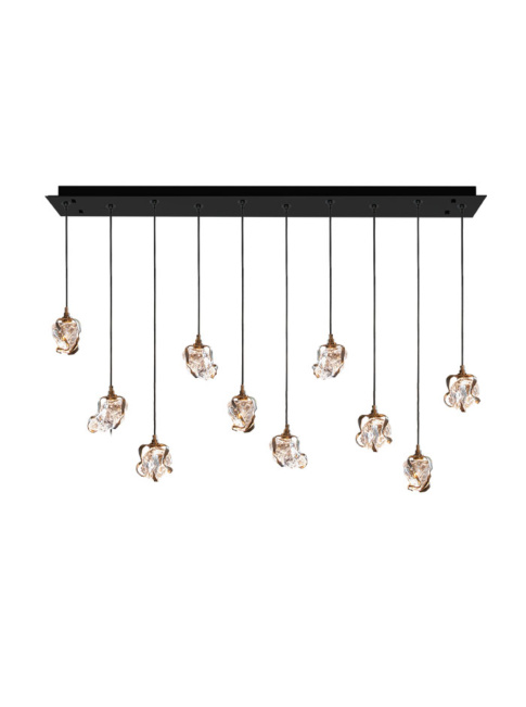 Glass jewel hanging lamp 10-light bronze QF