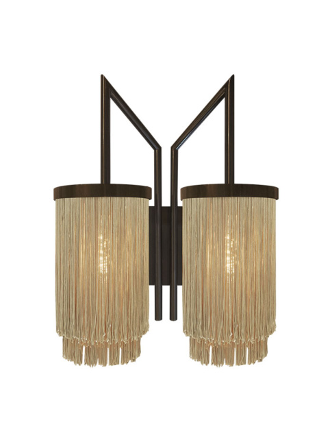 Fringes 2-light bronze wall lamp designed
