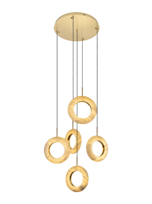 Alabastro hanglamp 5x 8W 3000K messing d:50cm dimbaar