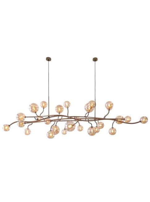 Vernazza chandelier G9 27-light bronze with amber glass