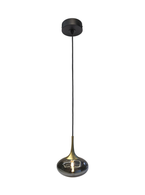 Paradiso hanging lamp 1-light G9 brass with smoke glass 170mm