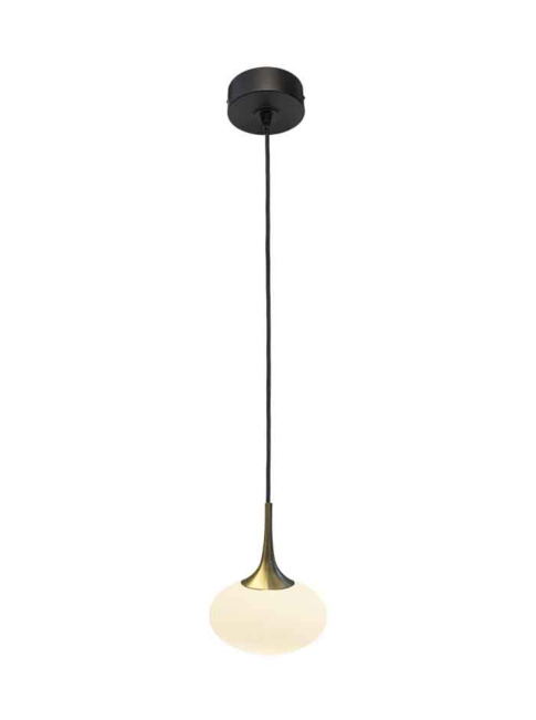 Paradiso hanging lamp 1-light G9 brass with opal 170mm
