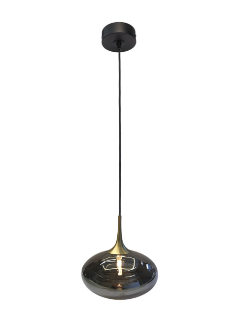 Paradiso hanging lamp 1-light G9 brass with smoke glass 250mm