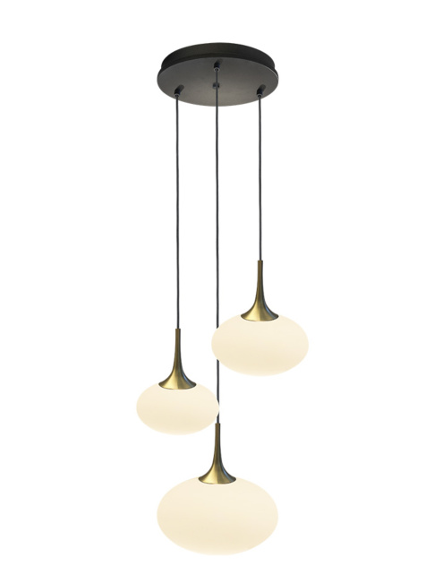Paradiso hanging lamp round 3-light G9 opal