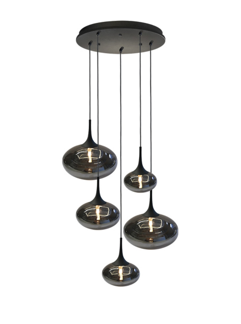 Paradiso hanging lamp round 5-light G9 smoke