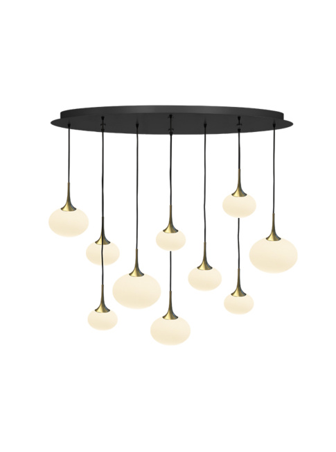 Paradiso 10-light oval hanging lamp with opal glass
