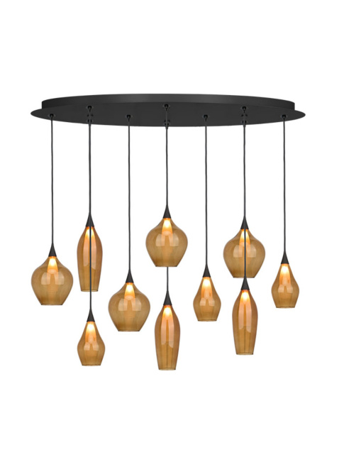 Ionia hanglamp ovaal 10-lichts G9 zwart 1200 x 350mm