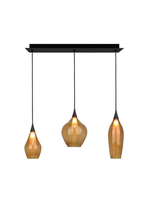 Ionia hanglamp rechthoek 3-lichts G9 zwart  670 x 100mm