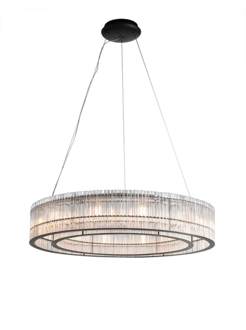 Puglia hanglamp 10x G9 zwart + smoke glas d:70cm