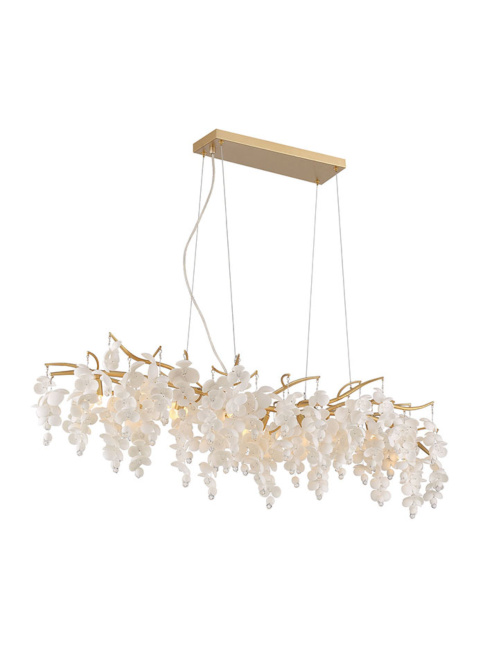 POSITANO hanglamp 9x G9 champagne goud L:120cm - Hanglampen