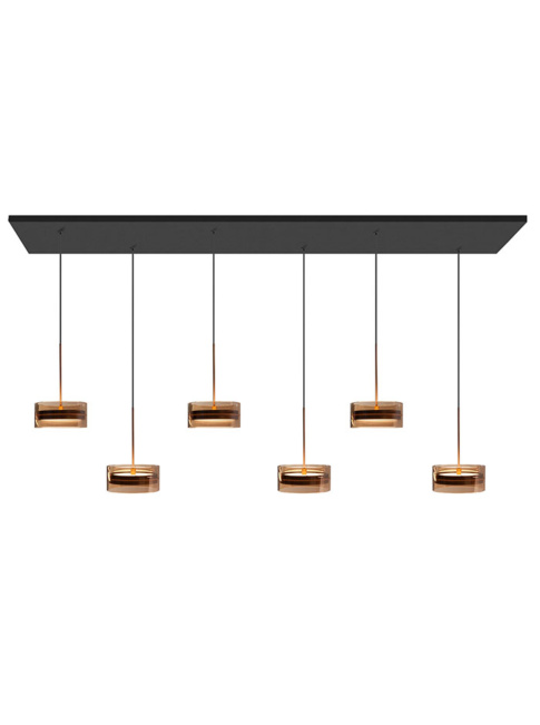 Corvino hanglamp 6 lichts 72W 2700K zwart/brons dimbaar