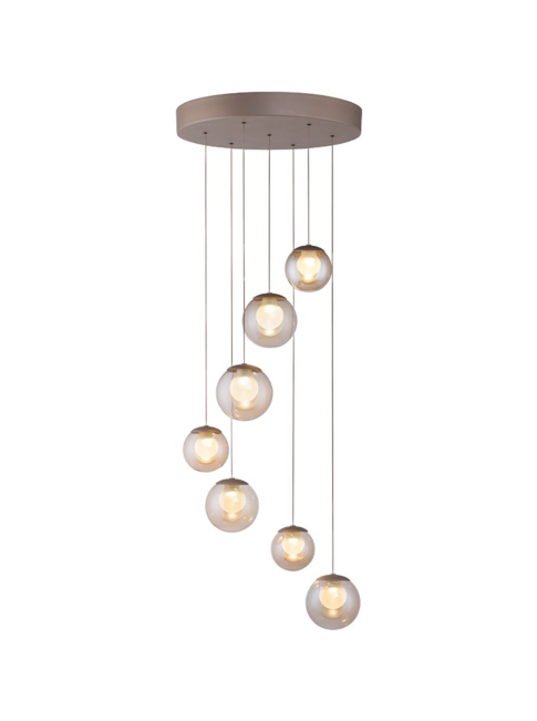 Lumia hanging lamp 7 lights bronze/amber with remote control + manual lift