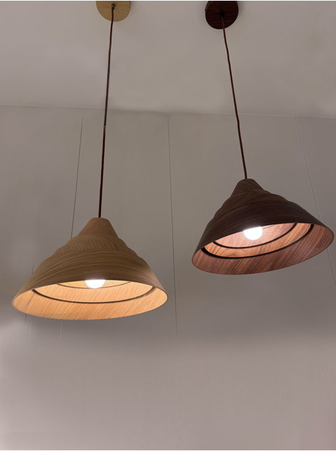 Celino hanging lamp E27 oak wood d:33cm