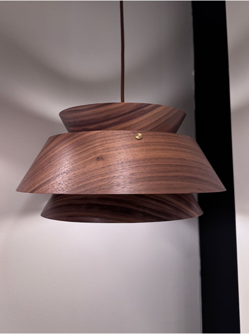 Void wood hanging lamp E27 walnut wood d:33cm
