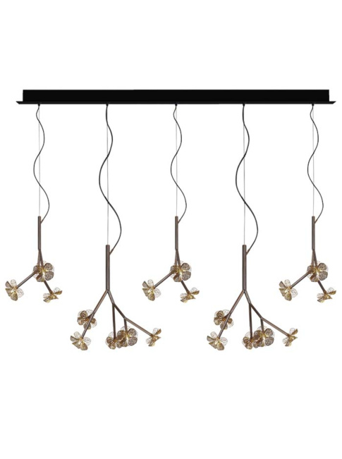 Hortense hanglamp rechthoek 19-lichts brons ontworpen door Annet van Egmond