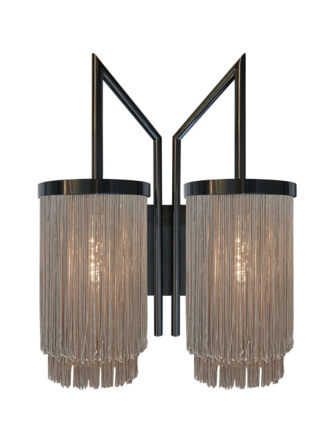 Fringes wall lamp 2-light gun black designed by Patrick Russ