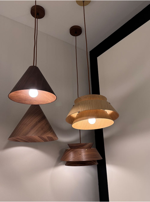 Void wood hanging lamp E27 oak wood d:33cm