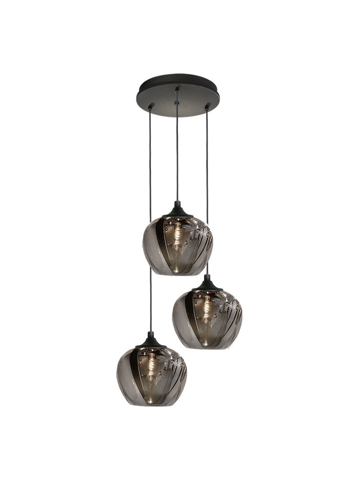 Tulip hanglamp rond 3-lichts E27 smoke