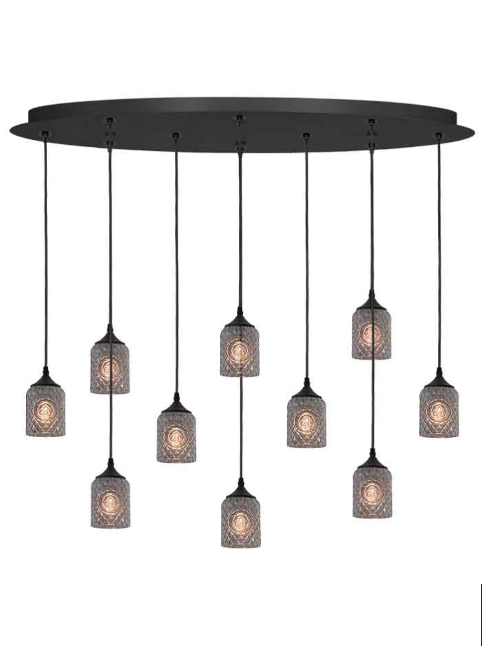 Johnnie hanglamp ovaal 10-lichts smoke