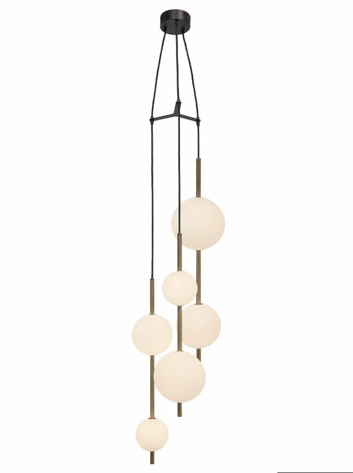 Pearl pendant 3-light 18W bronze with spreader designed by Herman Peters