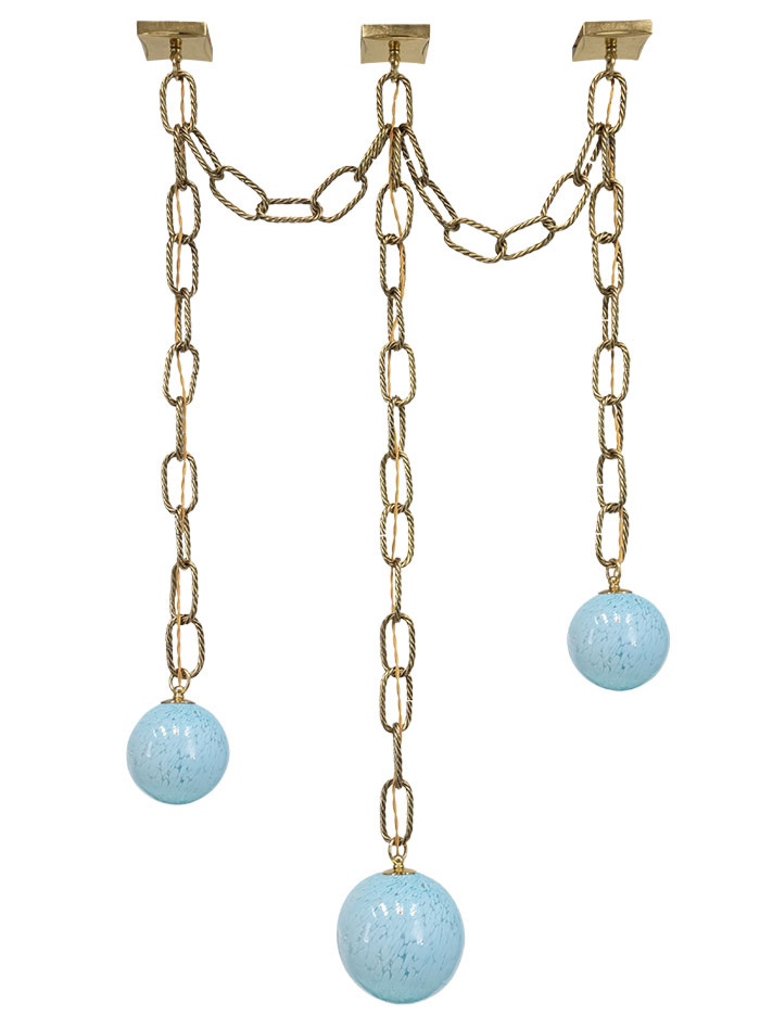 Gems necklace hanglamp 3-lichts G9 medium turquoise ontworpen door RA studio