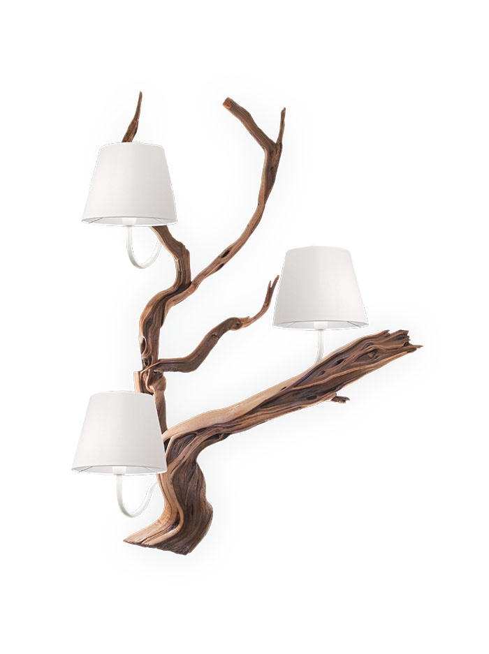 Oak wandlamp 3-lichts houtkleur ontworpen door Eric Kuster - Wandlampen