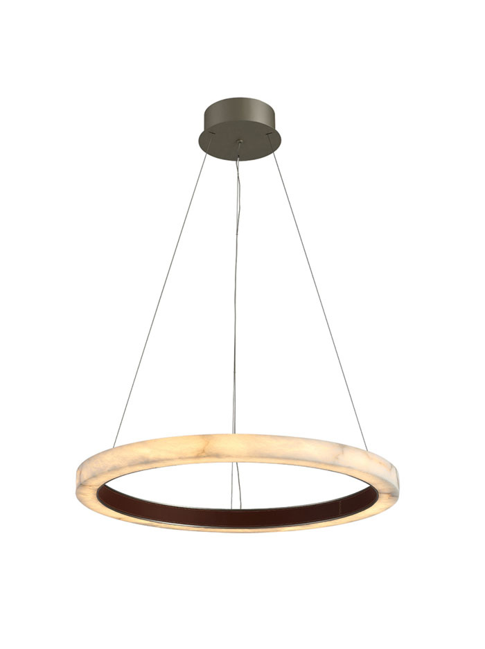 CORSARA hanglamp LED 50W alabaster brushed gold d:80cm niet dimbaar - Hanglampen