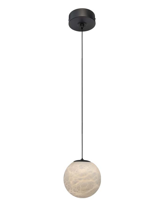 Venetian hanglamp d:15cm zwart met alabaster