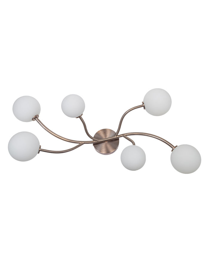 Vernazza wandlamp G9  6-lichts oud messing met opaal glas