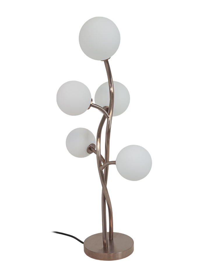 Vernazza tafellamp G9  5-lichts oud messing met opaal glas