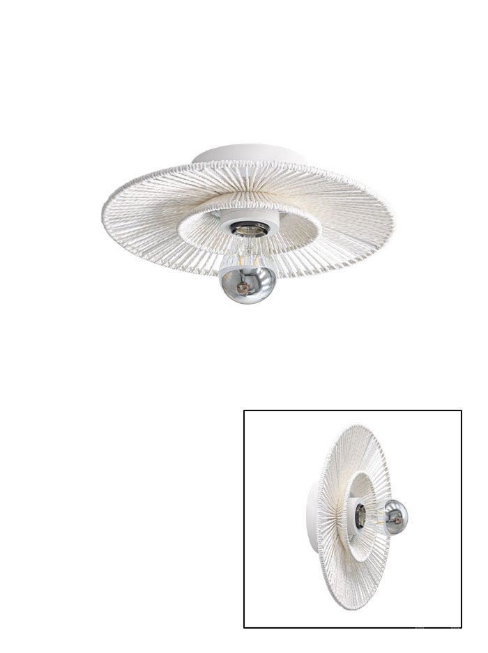 CAPPELLO PLAFOND/WANDLAMP d:30cm E27 wit met witte kap        - Wandlampen